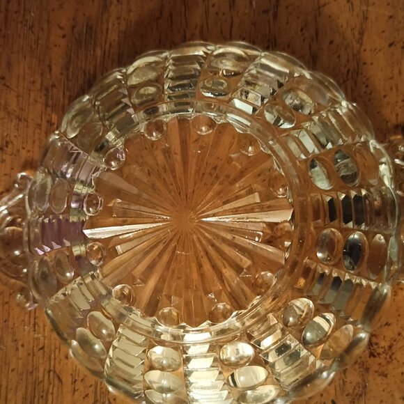 Vintage Anchor Hocking Dots and Bar Clear Pressed Glass Bowl - Picture 5 of 5